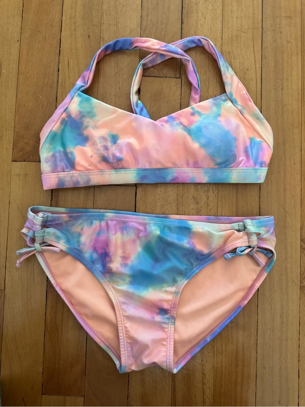 Raisins by Roxy Pastel Tie-Dye Kids Bikini - Pink, Blue & Peach